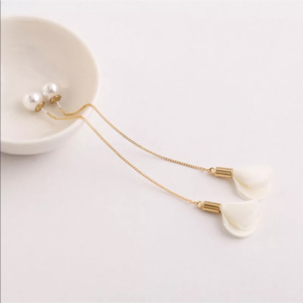Flower Drop Long Chain Dangle Earrings (as… - Picture 3 of 16